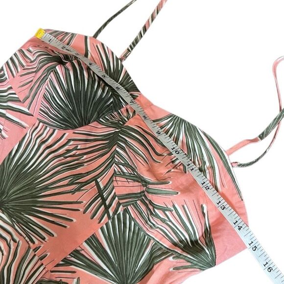 A New Day Pink Palm Leaf Tank Peplum Top Size XS - Picture 8 of 11
